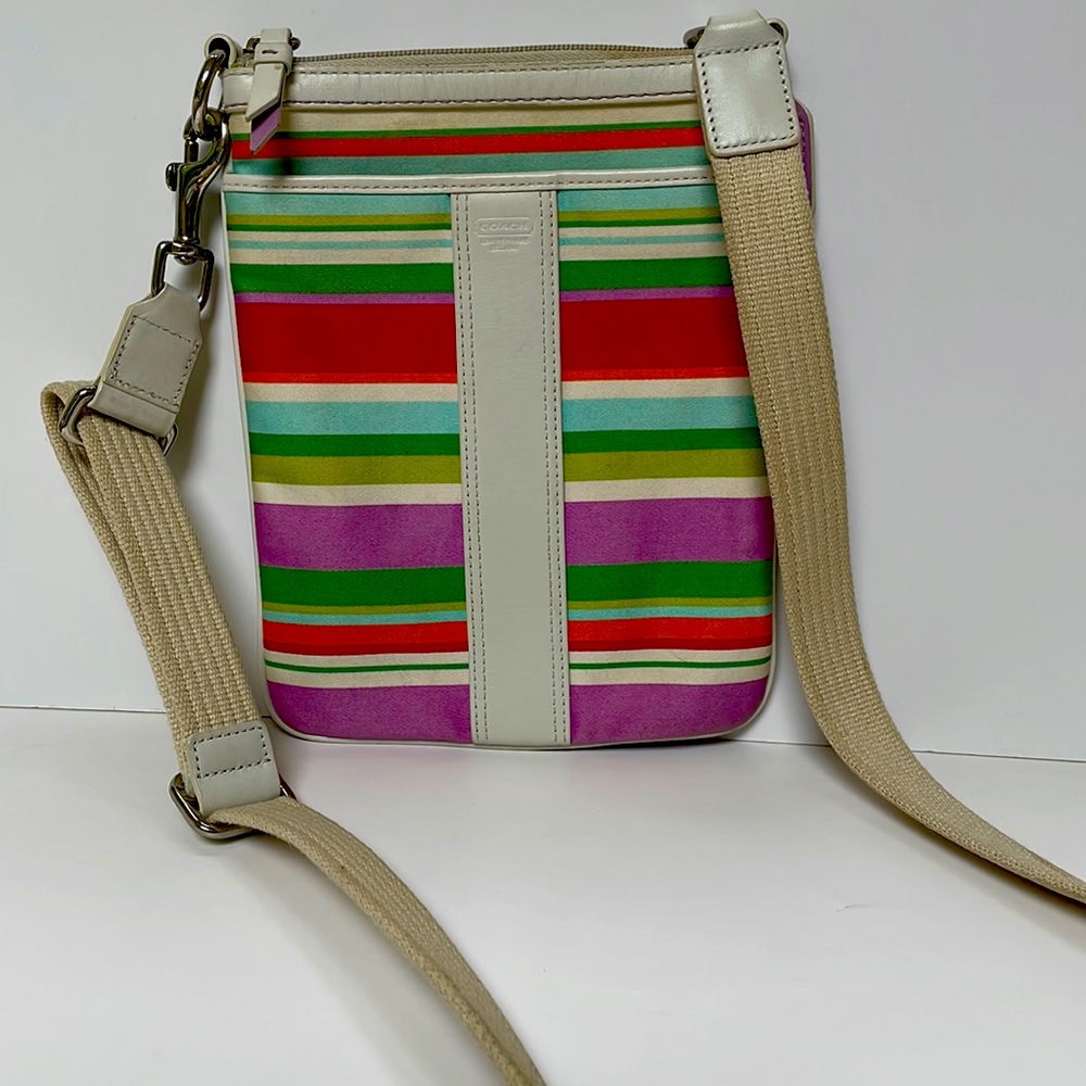 COACH Colorful Stripe canvas Crossbody Bag travel purse